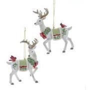 Staand hert met kardinaal&krans 2A 12 cm ornament
