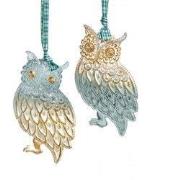 Plastic groen/creme uil 2A 12,5 cm ornament