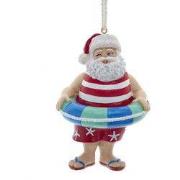 Resin Beach Santa in buis 9,5 cm ornament