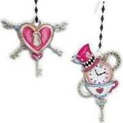 Houten klok, slot met sleutel 2A 14 cm ornament