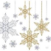 Servet l40b40 cm snowstars whte 12st
