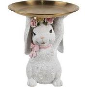 Clayre & Eef Decoratie Beeld Konijn Ø 21x23 cm Wit Kunststof