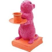 Candle holder - Mouse - Polyresin - Pink/Red - 8x10x17cm