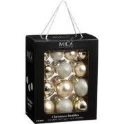 Mica Decorations Kerstballen Set - 26 Stuks - Ø7 cm - Glas - Crème