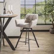 Set van 2 Barkrukken Lino Chenille Stof Rich Zand Draaibaar