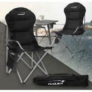 Opvouwbare campingstoel tot 150 kg zwart met bekerhouder incl. draagta...