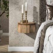 Zwevend nachtkastje Curve rond 1-lade mangohout zand