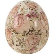 Clayre & Eef Decoratie Beeld Ei Ø 7x9 cm Beige Keramiek