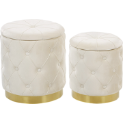 PUEBLO  - Poef - Gebroken wit - 40/33 cm - Fluweel