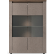 Vitrinekast met 2 deuren en 3 planken in brons en kwikeffect hout, H16...