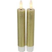 Ledkaars Lyon 2x2x15 cm goud set van 2