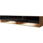 Meubella - TV-Meubel Asino LED - Zwart - Eiken - 180 cm