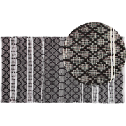 FEHIMLI - Laagpolig vloerkleed - Zwart - 80 x 150 cm - Leer