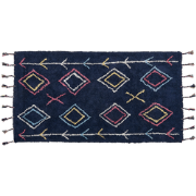 CORUM - Laagpolig vloerkleed - Zwart - 80 x 150 cm - Katoen