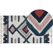 KOZLU - Laagpolig vloerkleed - Donkerblauw - 80 x 150 cm - Katoen