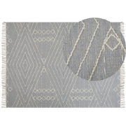 KHENIFRA - Laagpolig vloerkleed - Lichtgrijs - 160 x 230 cm - Katoen