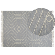KHENIFRA - Laagpolig vloerkleed - Lichtgrijs - 140 x 200 cm - Katoen