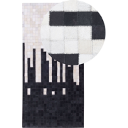 BOLU - Laagpolig vloerkleed - Crème - 80 x 150 cm - Koeienhuid leer