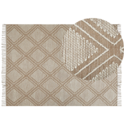 KACEM - Laagpolig vloerkleed - Beige - 140 x 200 cm - Katoen