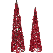 TAKERN - Kerstfiguren set van 2 - Rood - Metaaldraad