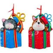 3.5 inch H Clay Dough Cat/ Dog In Gift Box Orna X 2. 5x5x10 cm kerstor...