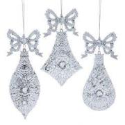 Zilveren kruisbloem/druppel/diameter met strik 3A 18,5 cm ornament