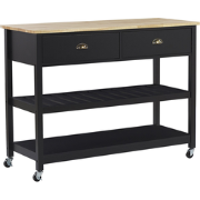 NAVARINO - Keukentrolley - Zwart - Rubberhout