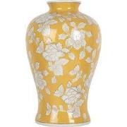 Clayre & Eef Vaas Ø 19x32 cm Geel Wit Keramiek Bloemen