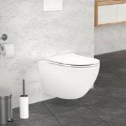 Wandcloset keramisch toilet Wit mat 54cm lang Randloos met soft-close ...