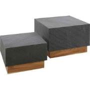 Salontafel Donkergrijs Leisteen - Set van 2 - 58x58x40cm - Blox