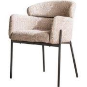 Eetkamerstoel Zand Bouclé - Ronde Rug - Set van 2