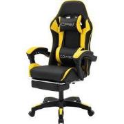 Gaming stoel met voetsteun en armleuning zwart/geel, gemaakt van ML de...