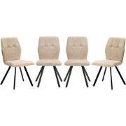 Set van 4 stoelen in stof met zwarte metalen poten L47 cm - MERY