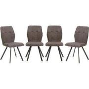 Set van 4 stoelen in stof met zwarte metalen poten L47 cm - MERY