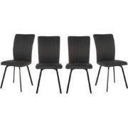 Set van 4 stoelen in stof met zwarte metalen poten L47,5 cm - PRETTY