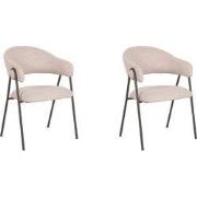 LABEL51 Eetkamerstoel Lowen - 58x60x84 cm - Naturel - Boucle - set van...