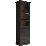 Meubella - Vitrinekast Leroy - Zwart eiken - 63 cm