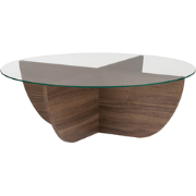 Mesa de centro com tampo de vidro Ø90 cm - NINA