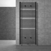 Badkamer radiator Sahara 750x1800 mm zwart recht met thermostaatkraan ...