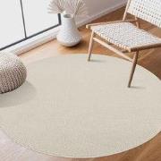 Tapijtenloods Uni Rond Effen Laagpolig Vloerkleed Modern Creme- 240 CM...