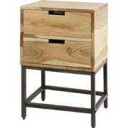 Nachtkastje Acaciahout Naturel - 2 Lades - Kast Flat