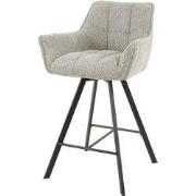 Barstoel - Draaibaar - Zand Bouclé - Raster - Set van 2
