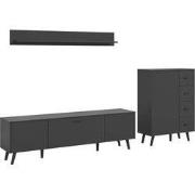 Linea Wandkast Systeem 3 Delen Mat Grijs