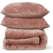 DoubleDry Dekbedovertrek Rib Flanel - Tweepersoons 200x220 cm + 2 Kuss...