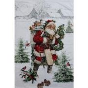 Clayre & Eef Plaid 130x170 cm Rood Wit Polyester Kerstman