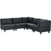 UNSTAD - 5-zitsbank modulair - Zwart - Linkszijdig -  Polyester