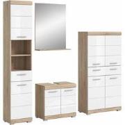 Badmeubel Set, (6-Delig Set Inclusief Hoge Kast, Spiegelkast, Staande ...