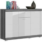 Dressoir SCOUT - rookzilver - wit hoogglans - 120 cm