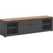 Lage Commode, Grijs, Eiken Artisan, 185/52/40 Cm