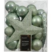 Kerstbal kunststof d8 cm groen 33 st